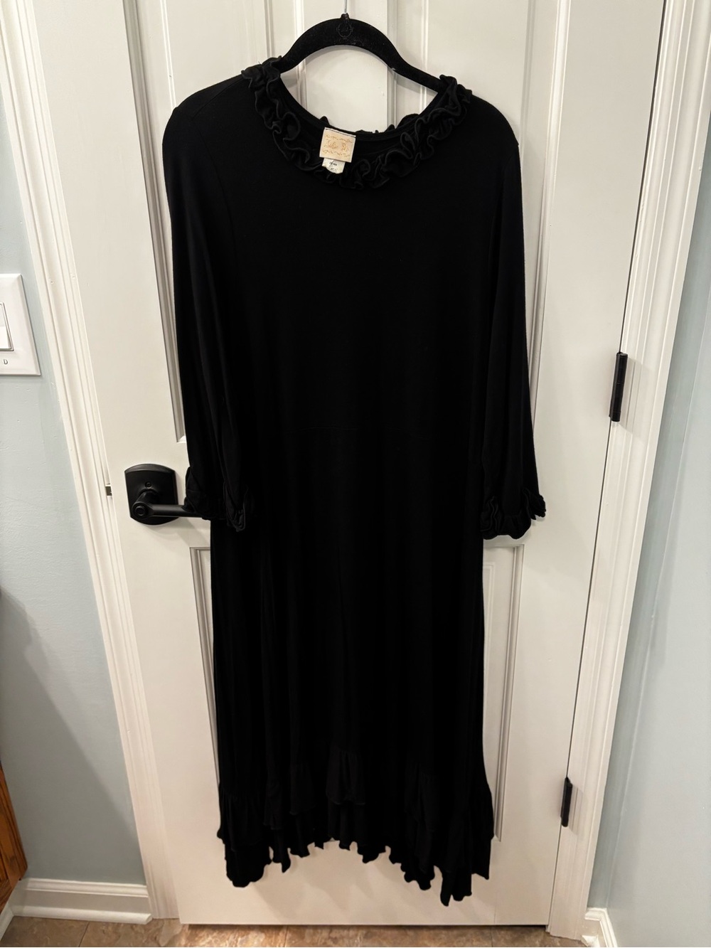Black Ruffle-Trim Women's Dress